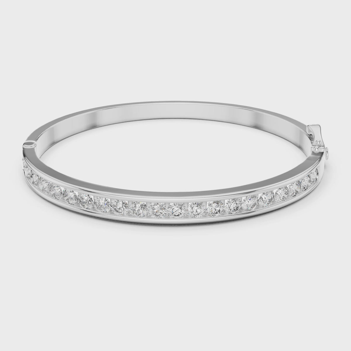 Aurora 3 Carat Round Lab Grown Diamond Channel Bangle - White Gold video