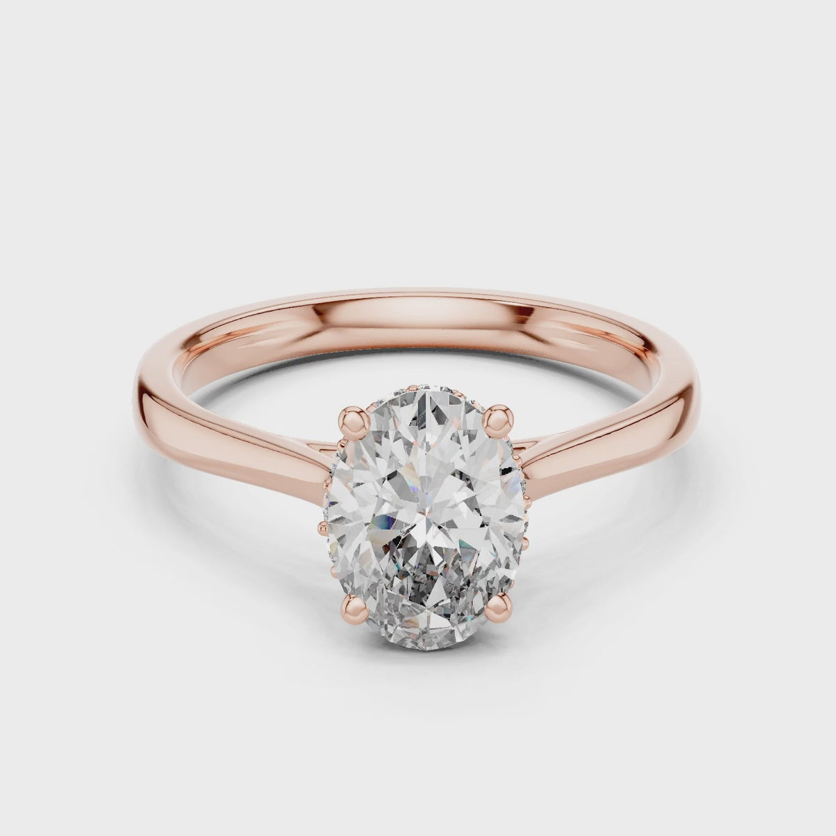 Celeste 2 Carat Oval Lab Grown Diamond Graduated Halo Ring - Rose Gold video