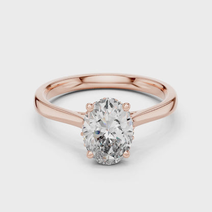 Celeste 2 Carat Oval Lab Grown Diamond Graduated Halo Ring - Rose Gold video