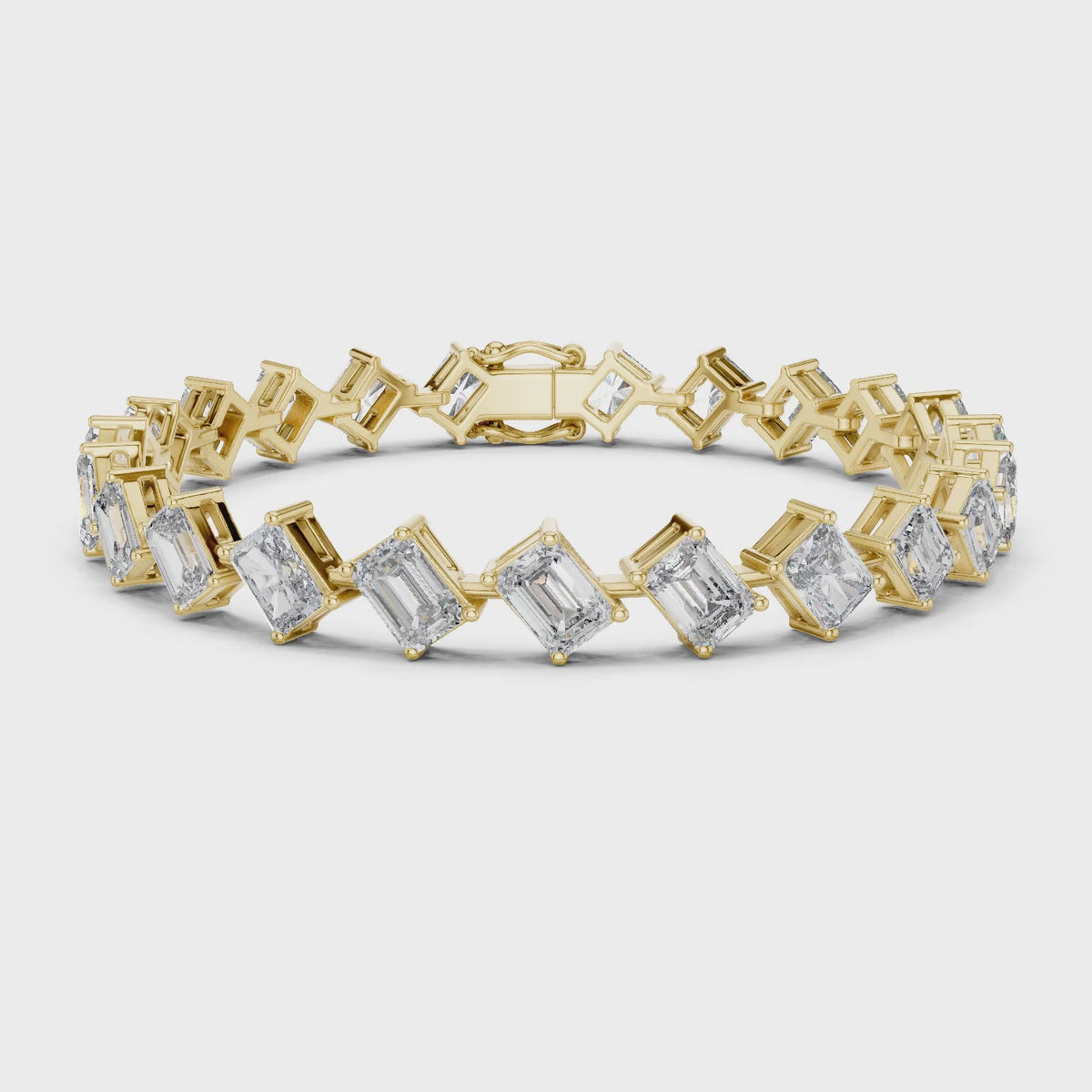Vera 15 Carat Emerald Lab Grown Diamond Tennis Bracelet - Yellow Gold video
