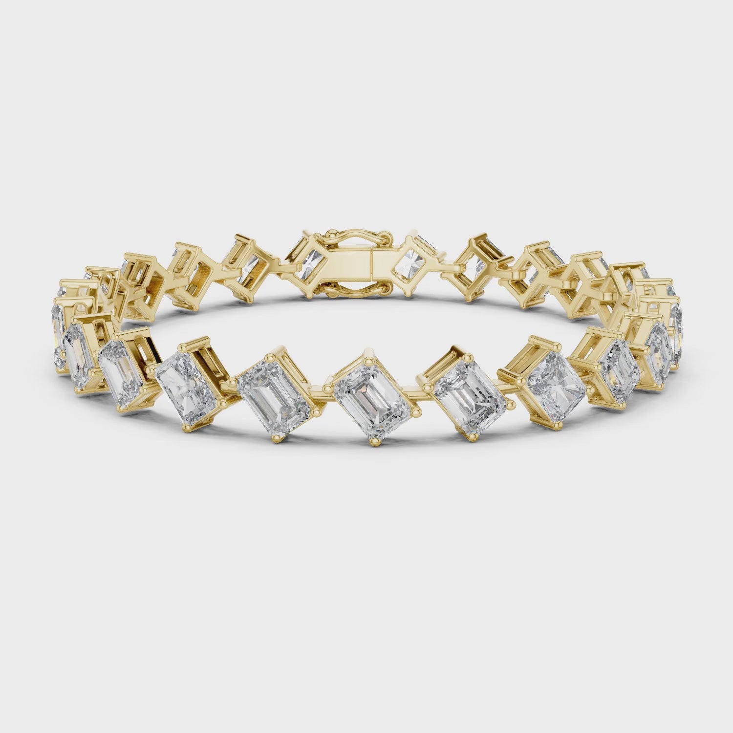 Vera 15 Carat Emerald Lab Grown Diamond Tennis Bracelet - Yellow Gold video