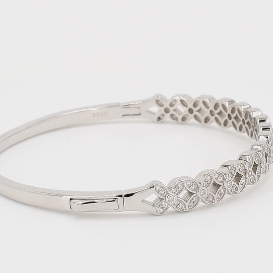 Divara Odessa Bangle sterling silver 925 cubic zirconia bracelet, 360 degree video