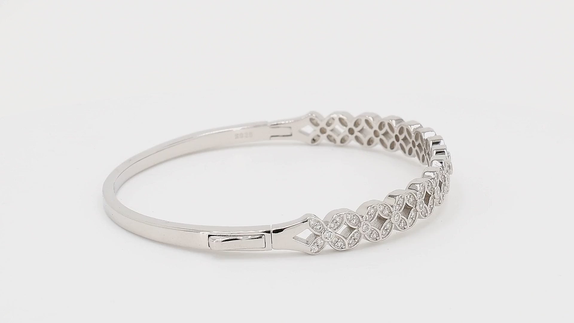 Divara Odessa Bangle sterling silver 925 cubic zirconia bracelet, 360 degree video