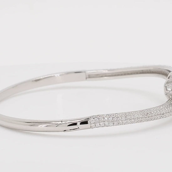 Divara Imogen Bangle sterling silver 925 cubic zirconia bracelet, 360 degree video