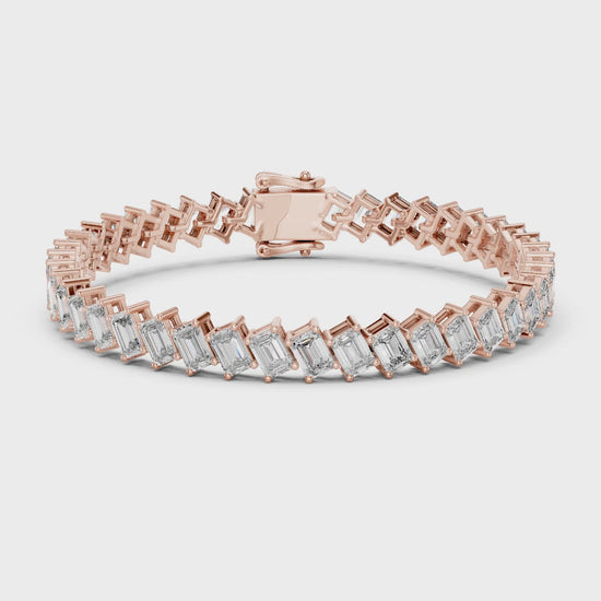 Vera 8 Carat Emerald Lab Grown Diamond Tennis Bracelet - Rose Gold video
