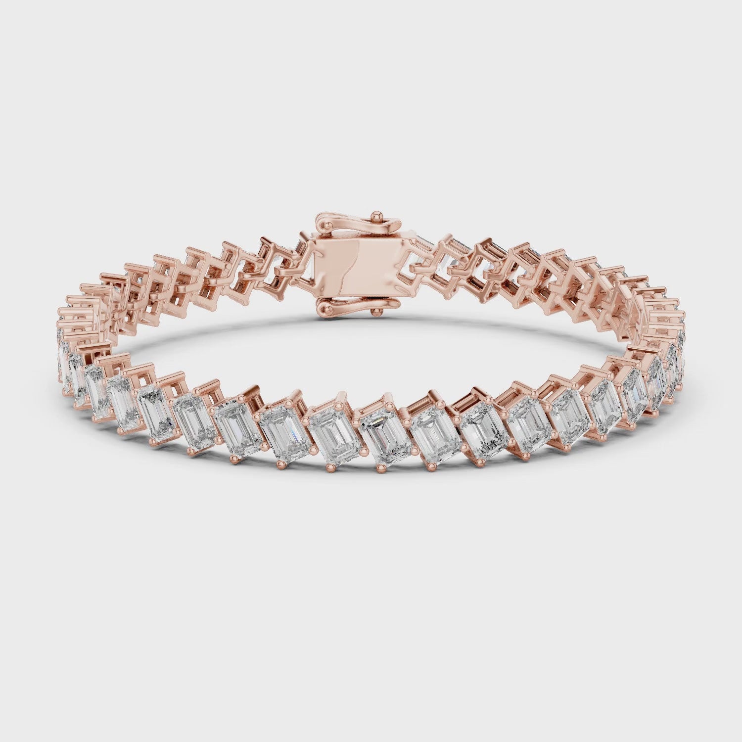 Vera 8 Carat Emerald Lab Grown Diamond Tennis Bracelet - Rose Gold video