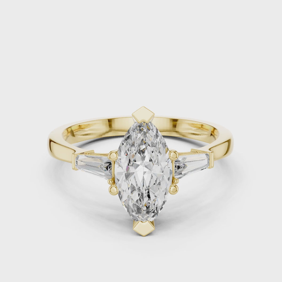 Sienna 1 Carat Marquise Lab Grown Diamond Graduated Three Stone Ring - Yellow Gold video