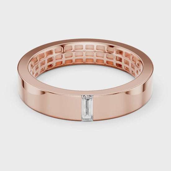Vera Baguette Lab Grown Diamond Wedding Band - Rose Gold video