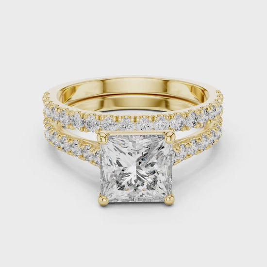 Vera 1.5 Carat Princess Lab Grown Diamond Engagement Ring - Yellow Gold video