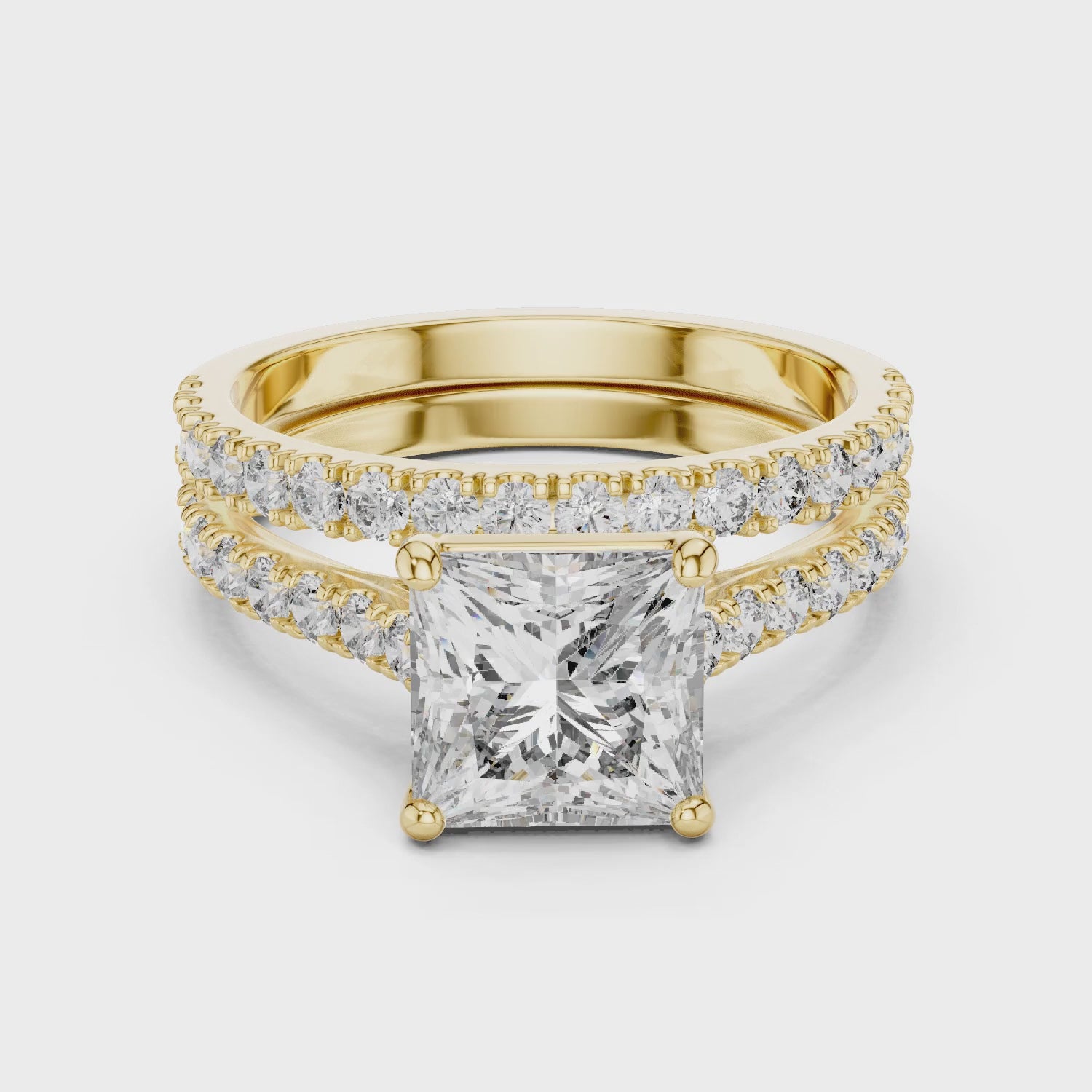 Vera 1.5 Carat Princess Lab Grown Diamond Engagement Ring - Yellow Gold video
