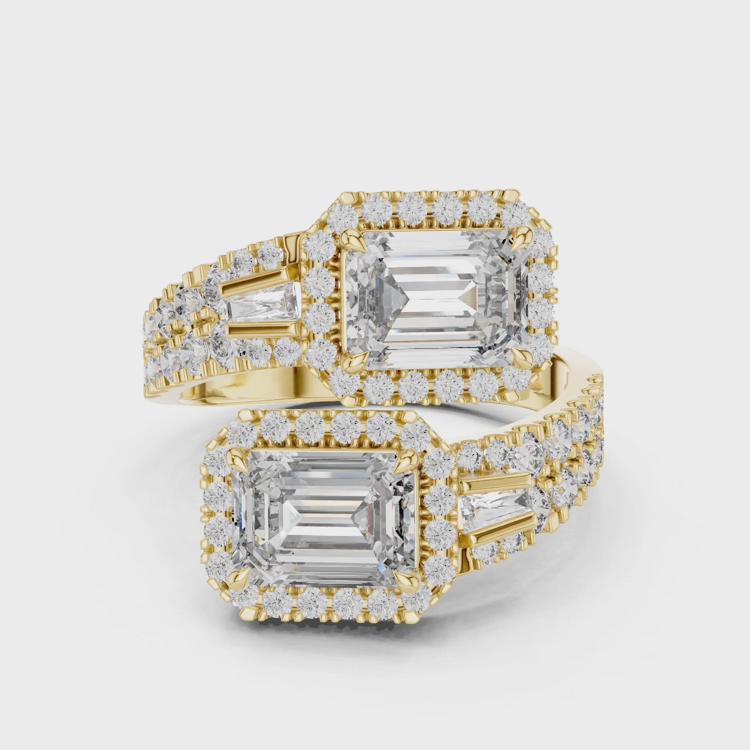 Vera 1 Carat Emerald Lab Grown Diamond Toi et Moi Ring - Yellow Gold video