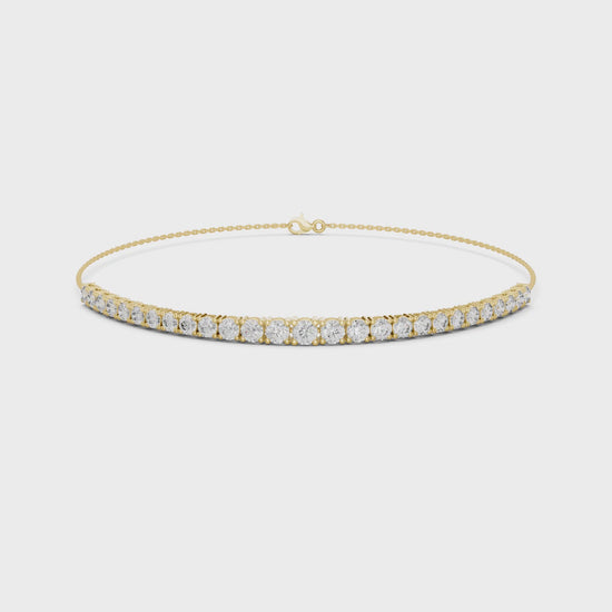 Aurora 8 Carat Round Lab Grown Diamond Chain Bracelet - Yellow Gold video
