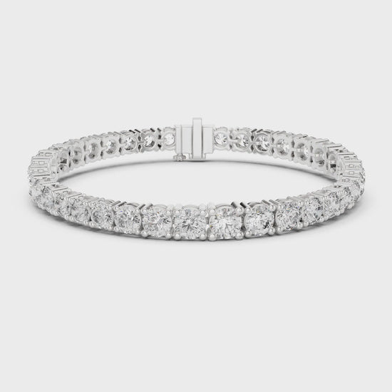 Aurora 12 Carat Round Lab Grown Diamond Collet Tennis Bracelet - White Gold video