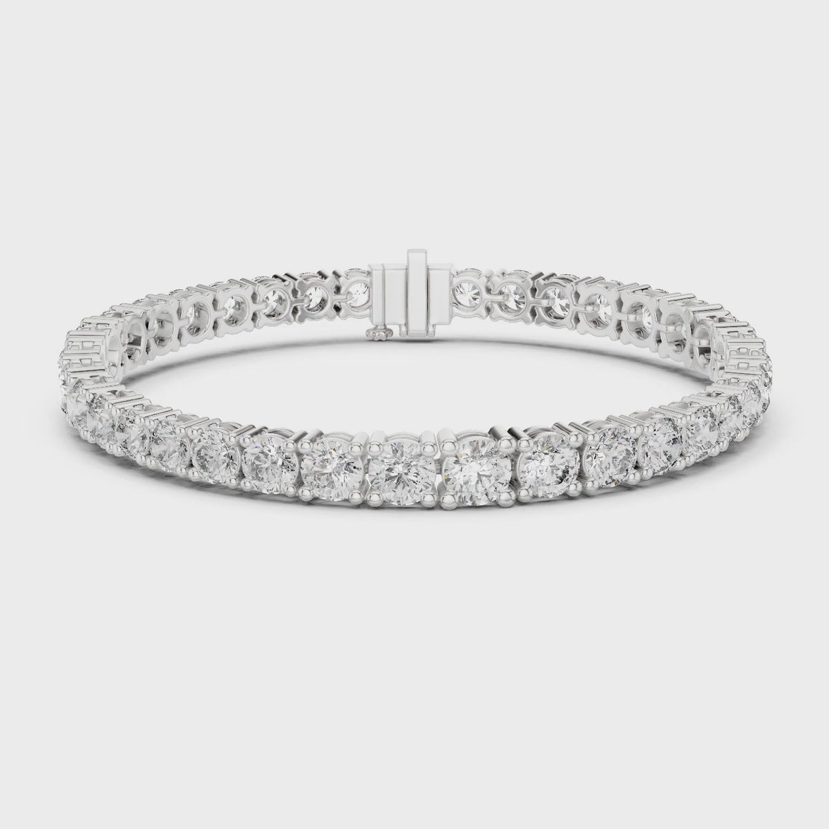 Aurora 12 Carat Round Lab Grown Diamond Collet Tennis Bracelet - White Gold video