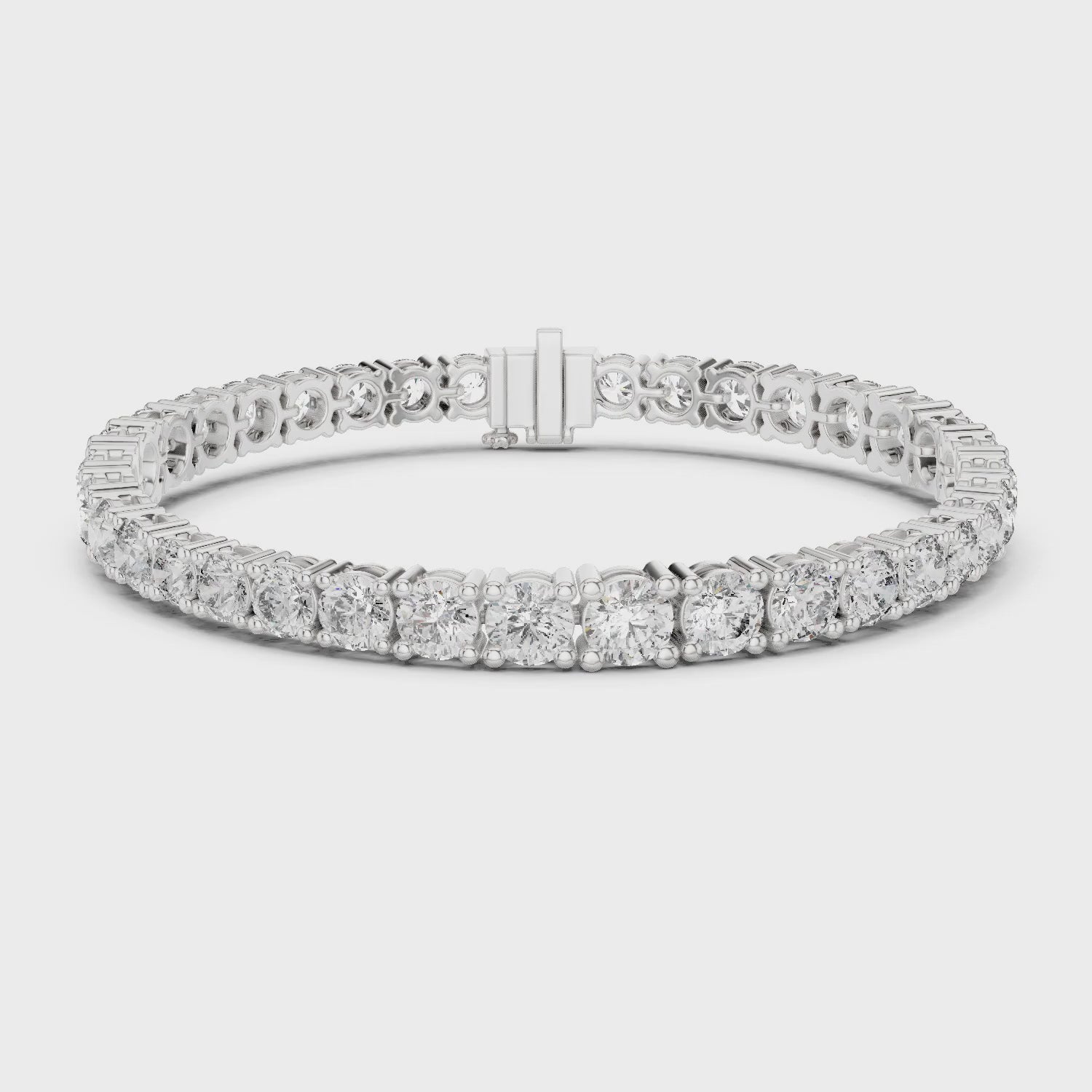 Aurora 12 Carat Round Lab Grown Diamond Collet Tennis Bracelet - White Gold video