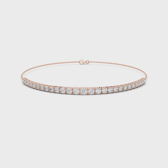 Aurora 8 Carat Round Lab Grown Diamond Chain Bracelet - Rose Gold video