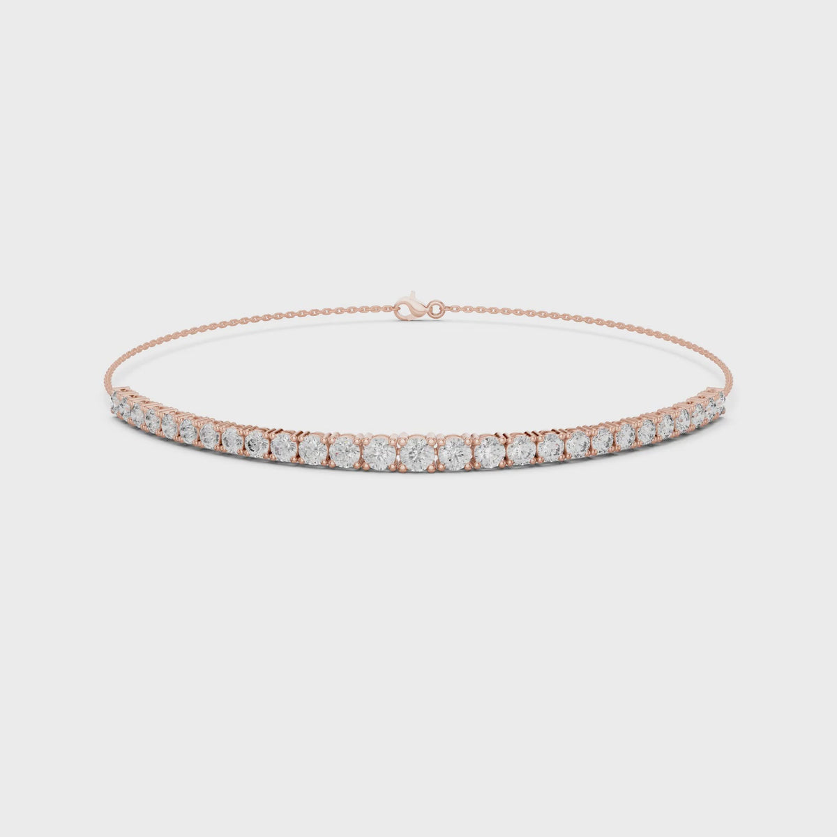 Aurora 8 Carat Round Lab Grown Diamond Chain Bracelet - Rose Gold video