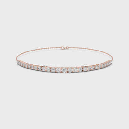 Aurora 8 Carat Round Lab Grown Diamond Chain Bracelet - Rose Gold video
