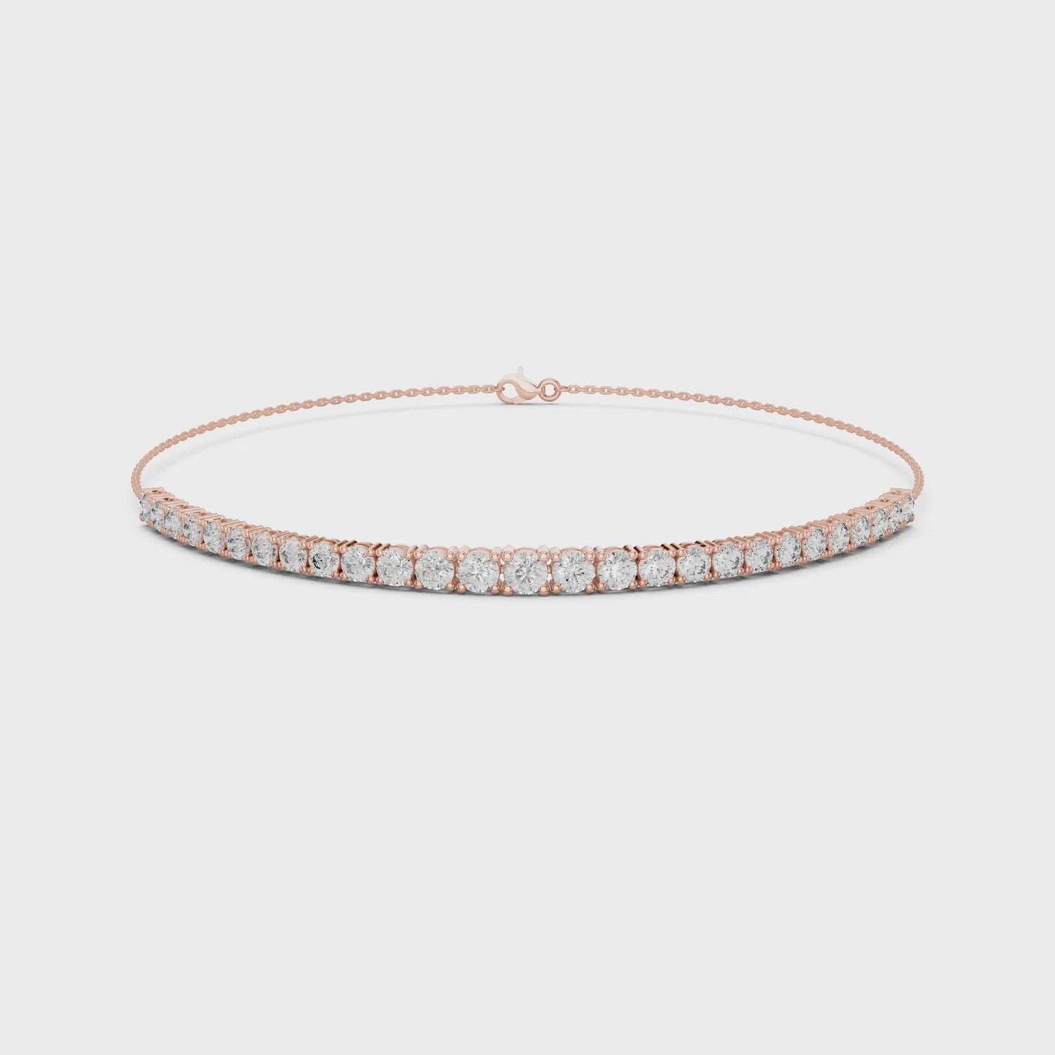 Aurora 8 Carat Round Lab Grown Diamond Chain Bracelet - Rose Gold video