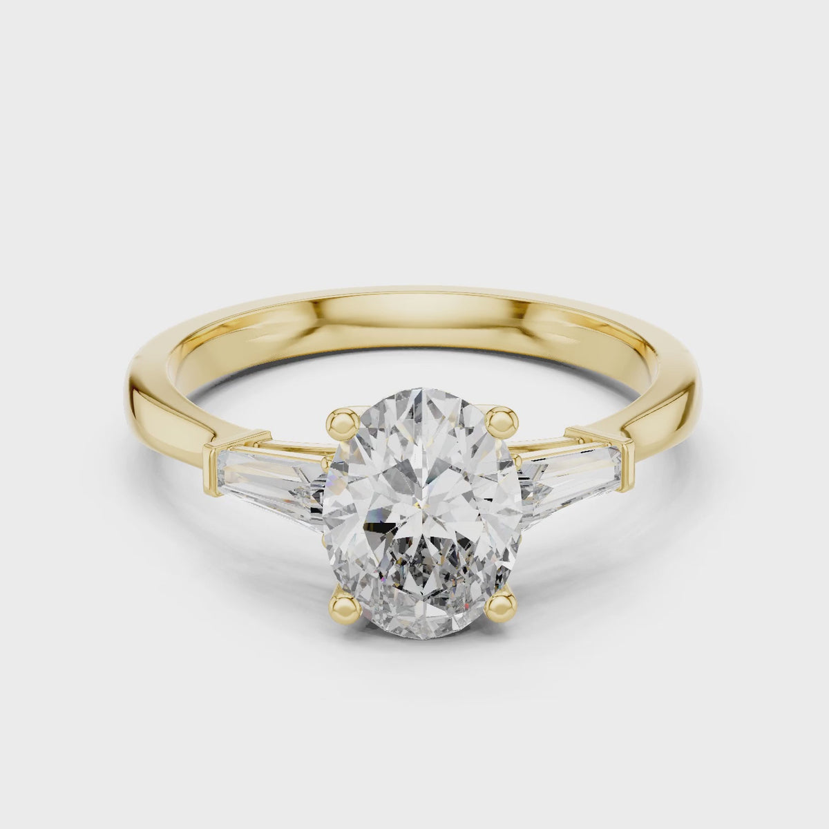 Sienna 1 Carat Oval Lab Grown Diamond Graduated Three Stone Ring - Yellow Gold video