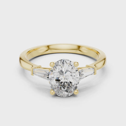 Sienna 1 Carat Oval Lab Grown Diamond Graduated Three Stone Ring - Yellow Gold video