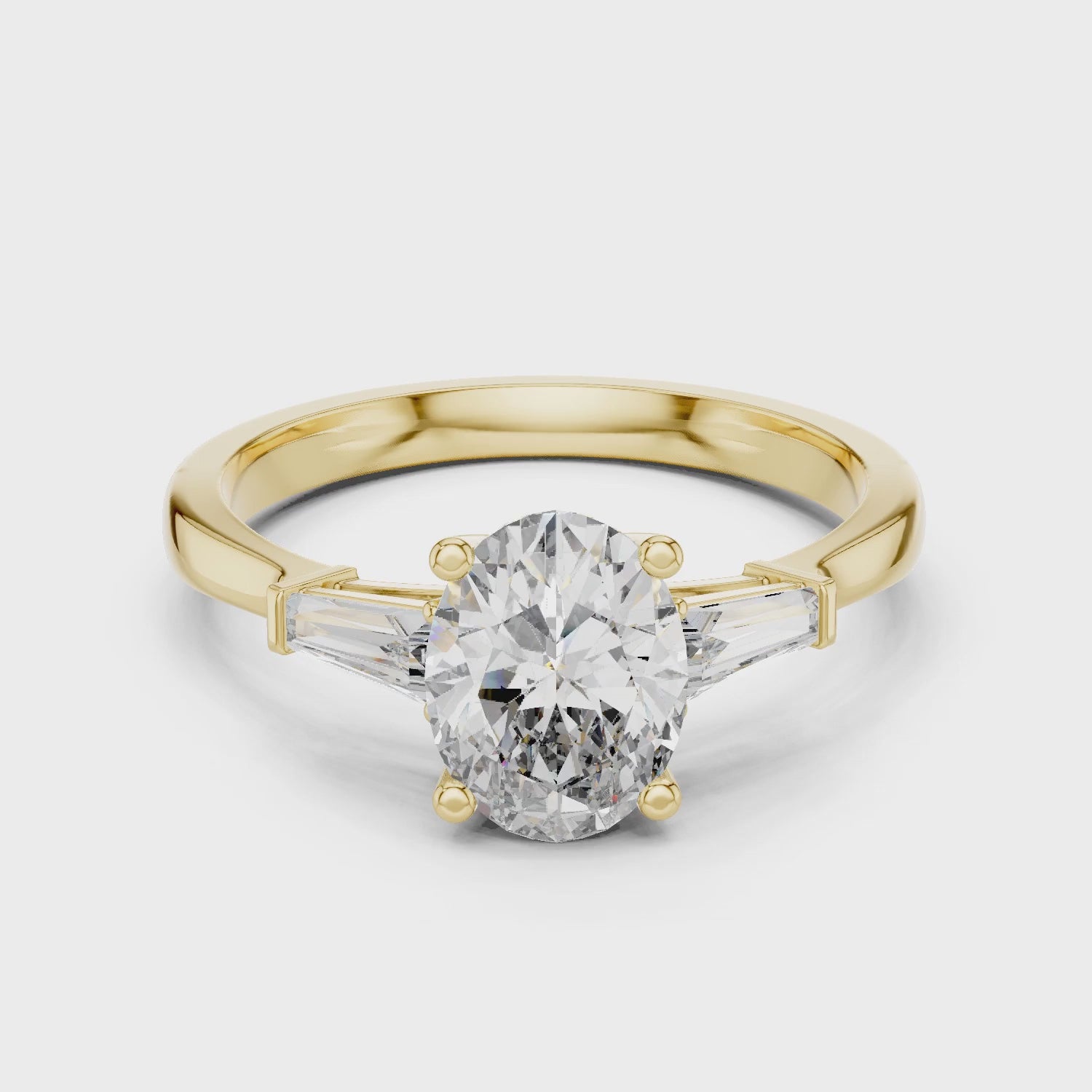 Sienna 1 Carat Oval Lab Grown Diamond Graduated Three Stone Ring - Yellow Gold video