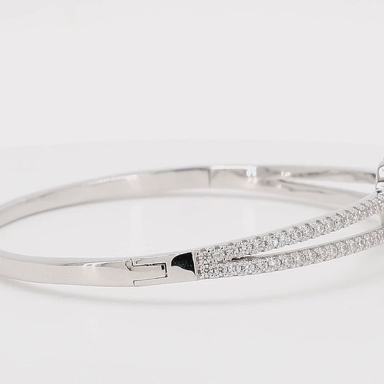 Divara Romy Bangle sterling silver 925 cubic zirconia bracelet, 360 degree video