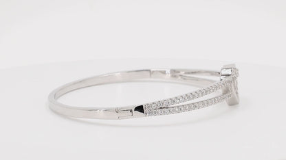 Divara Romy Bangle sterling silver 925 cubic zirconia bracelet, 360 degree video