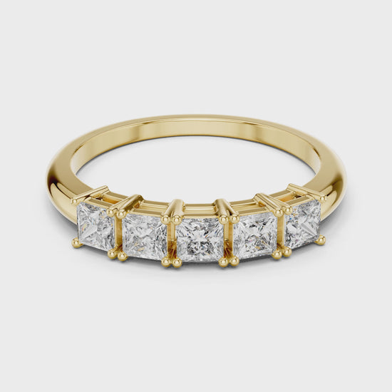 Vera 0.50ct Princess Lab Grown Diamond Half Eternity Ring - Yellow Gold video