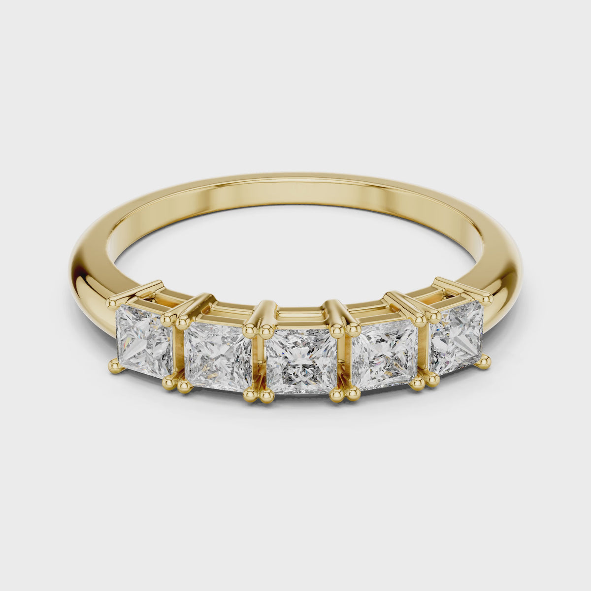 Vera 0.50ct Princess Lab Grown Diamond Half Eternity Ring - Yellow Gold video