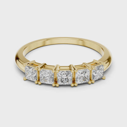 Vera 0.50ct Princess Lab Grown Diamond Half Eternity Ring - Yellow Gold video