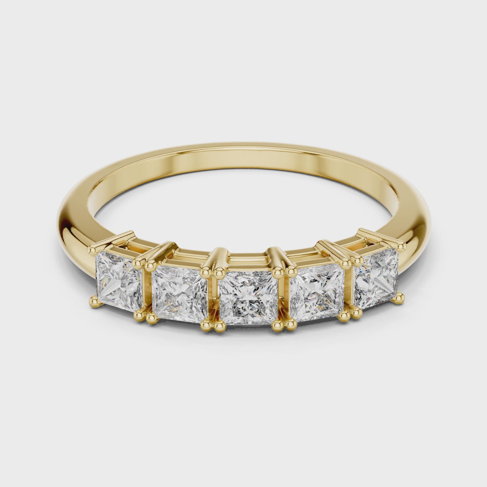 Vera 0.50ct Princess Lab Grown Diamond Half Eternity Ring - Yellow Gold video