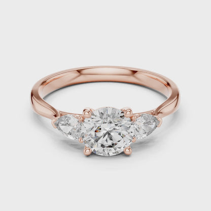 Sienna 1.5 Carat Round Lab Grown Diamond Three Stone Ring - Rose Gold video