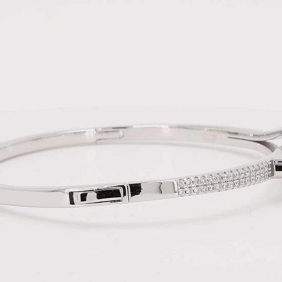Divara Aurelie Bangle sterling silver 925 cubic zirconia bracelet, 360 degree video