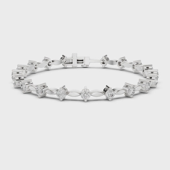 Isla 2 Carat Round Lab Grown Diamond Station Bracelet - White Gold video