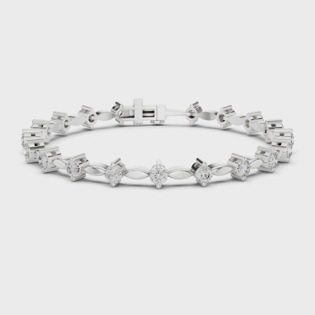 Isla 2 Carat Round Lab Grown Diamond Station Bracelet - White Gold video