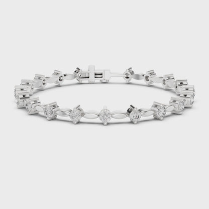 Isla 2 Carat Round Lab Grown Diamond Station Bracelet - White Gold video