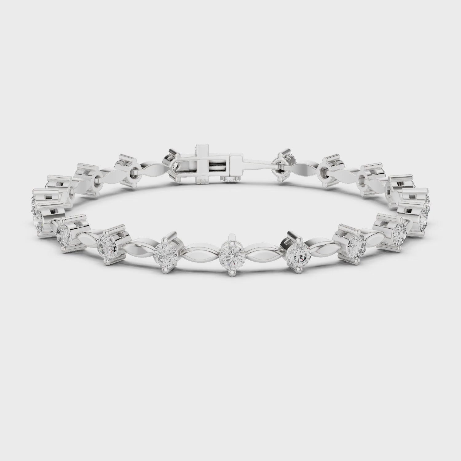 Isla 2 Carat Round Lab Grown Diamond Station Bracelet - White Gold video