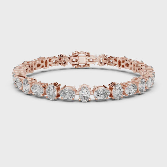 Aurora 8 Carat Oval Lab Grown Diamond Tennis Bracelet - Rose Gold video