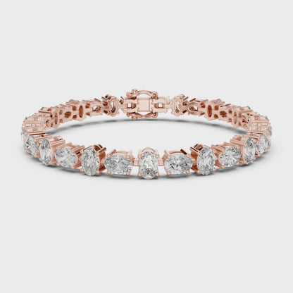 Aurora 8 Carat Oval Lab Grown Diamond Tennis Bracelet - Rose Gold video