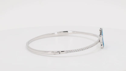 Divara Linnea Bangle sterling silver 925 cubic zirconia bracelet, 360 degree video