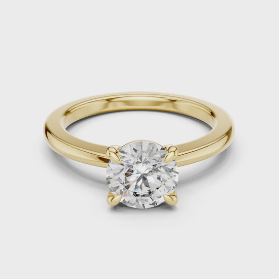 Clara 1.5 Carat Round Lab Grown Diamond Claw Solitaire Engagement Ring - Yellow Gold video