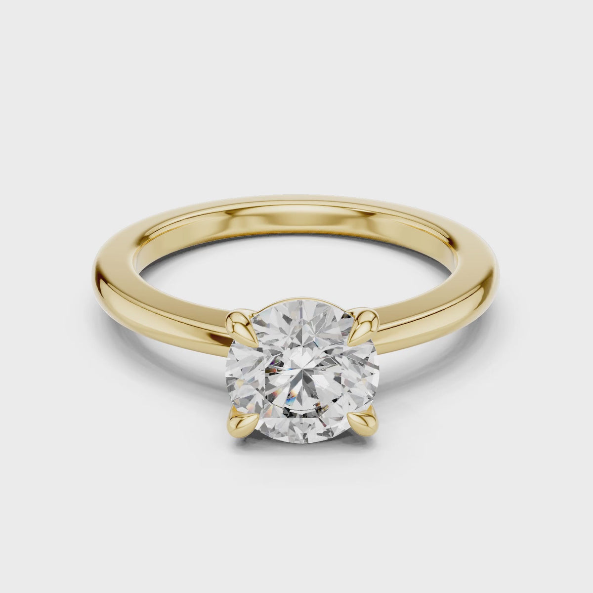 Clara 1.5 Carat Round Lab Grown Diamond Claw Solitaire Engagement Ring - Yellow Gold video