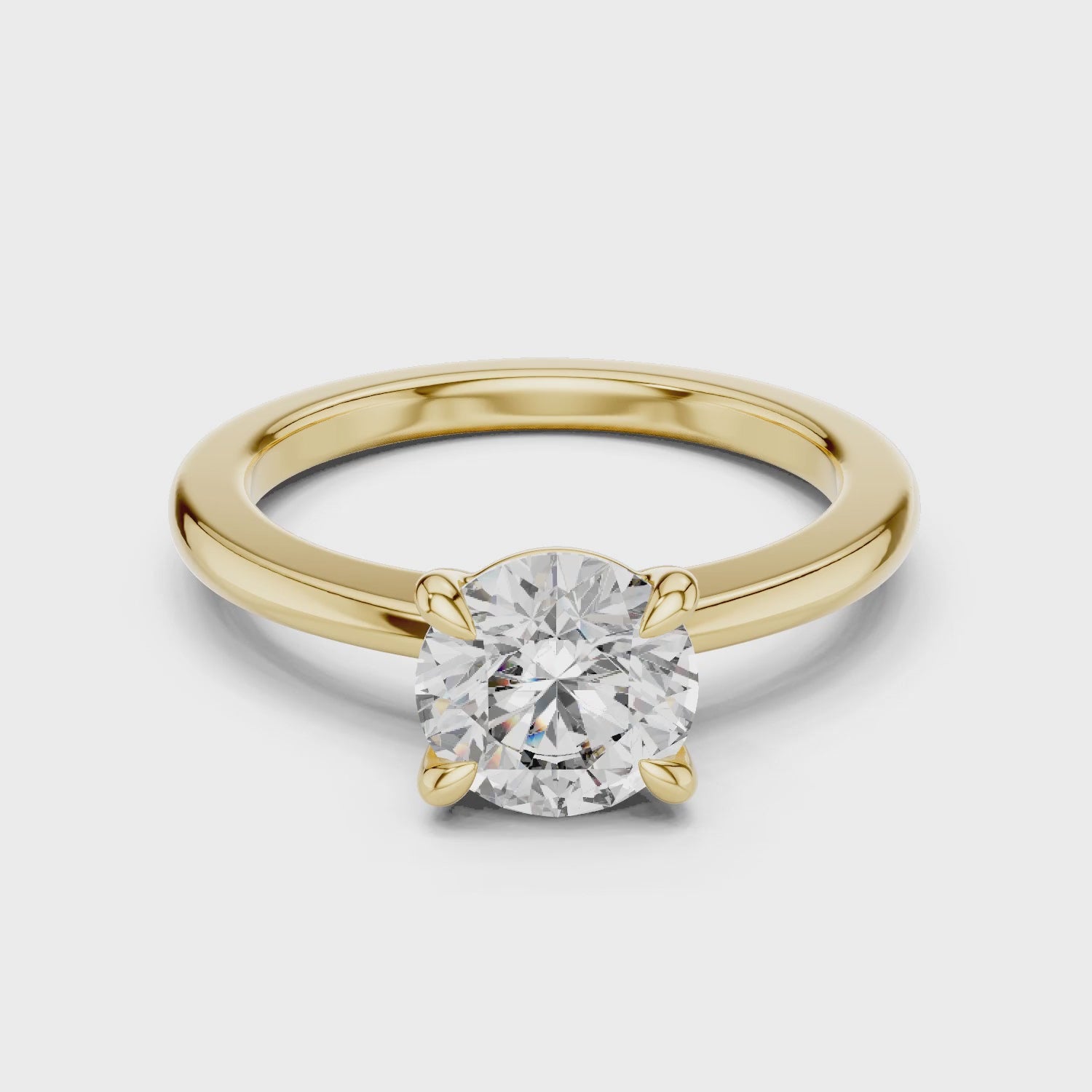 Clara 1.5 Carat Round Lab Grown Diamond Claw Solitaire Engagement Ring - Yellow Gold video