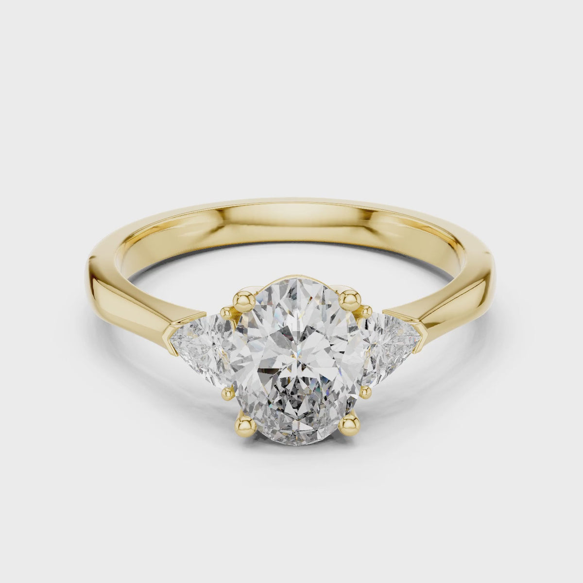 Sienna 1 Carat Oval Lab Grown Diamond Slim Three Stone Ring - Yellow Gold video