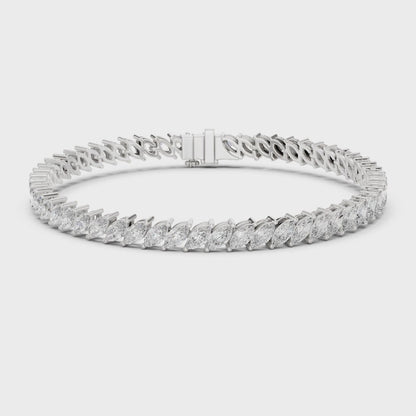 Aurora 9 Carat Marquise Lab Grown Diamond Tennis Bracelet - White Gold video