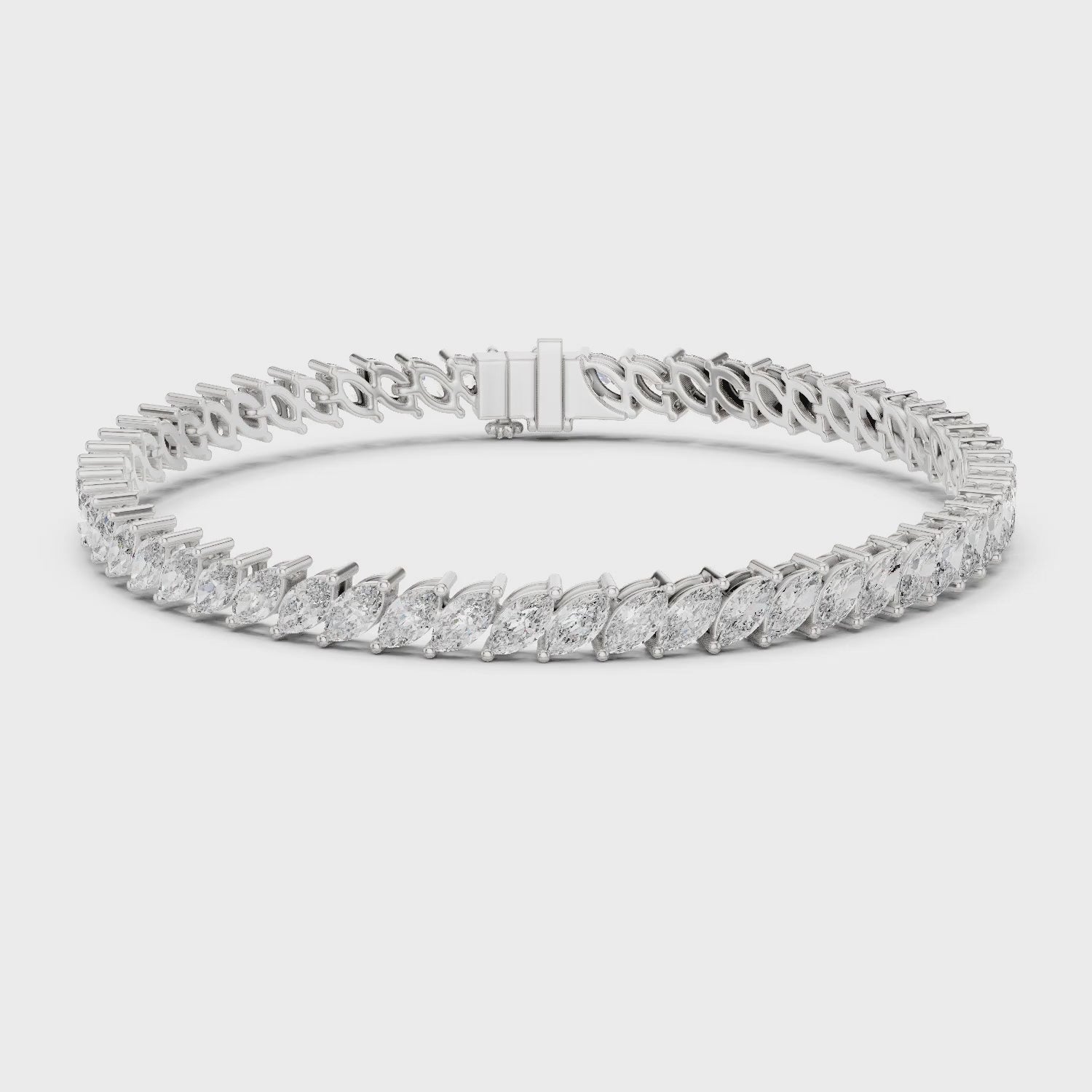 Aurora 9 Carat Marquise Lab Grown Diamond Tennis Bracelet - White Gold video