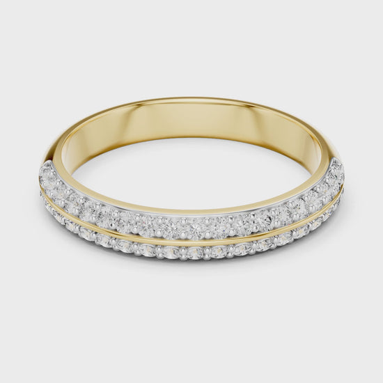 Aurora 0.33ct Round Lab Grown Diamond Domed Wedding Band - Yellow Gold video