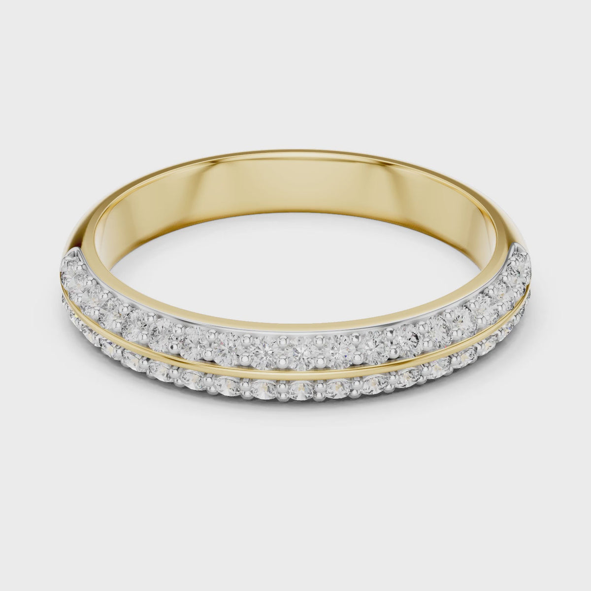 Aurora 0.33ct Round Lab Grown Diamond Domed Wedding Band - Yellow Gold video