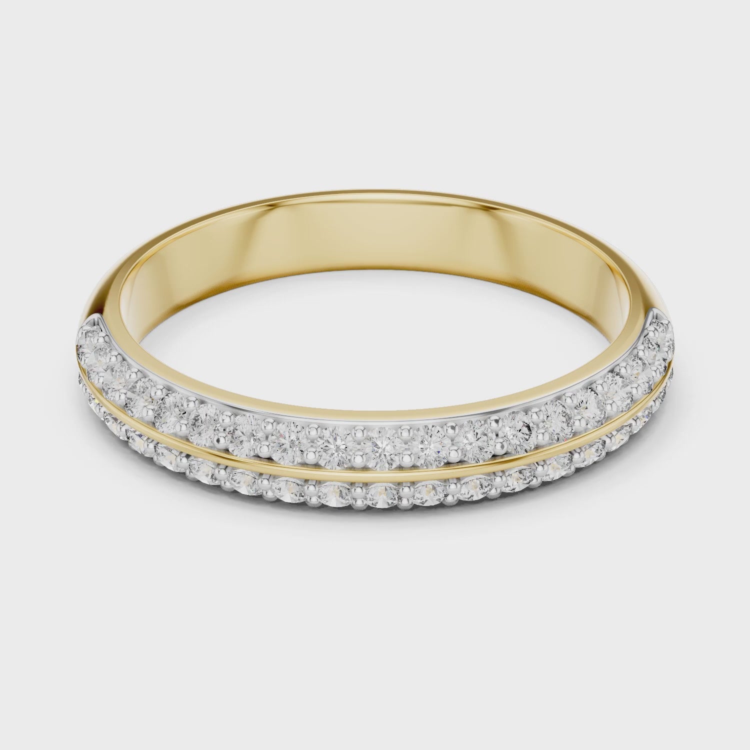 Aurora 0.33ct Round Lab Grown Diamond Domed Wedding Band - Yellow Gold video